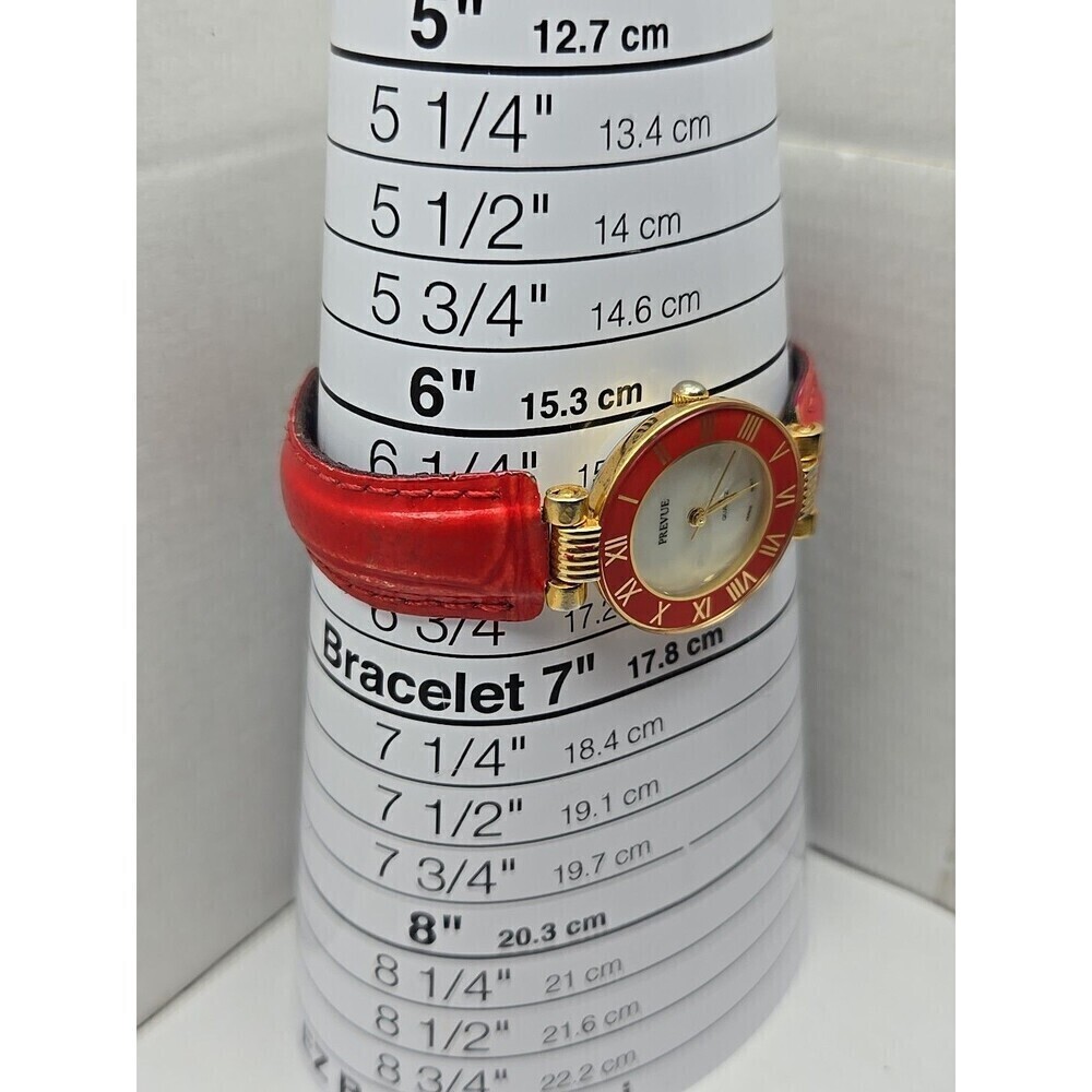 Vintage Prevue Timewear V3060 Ladies Red Enamel Bezel Watch New Battery Unique - Picture 6 of 12